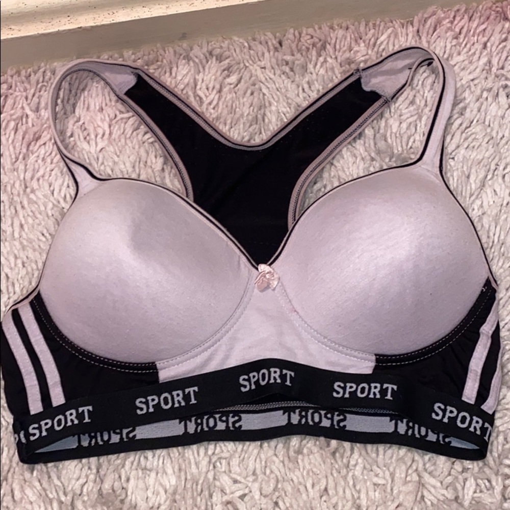 White and black sports bra